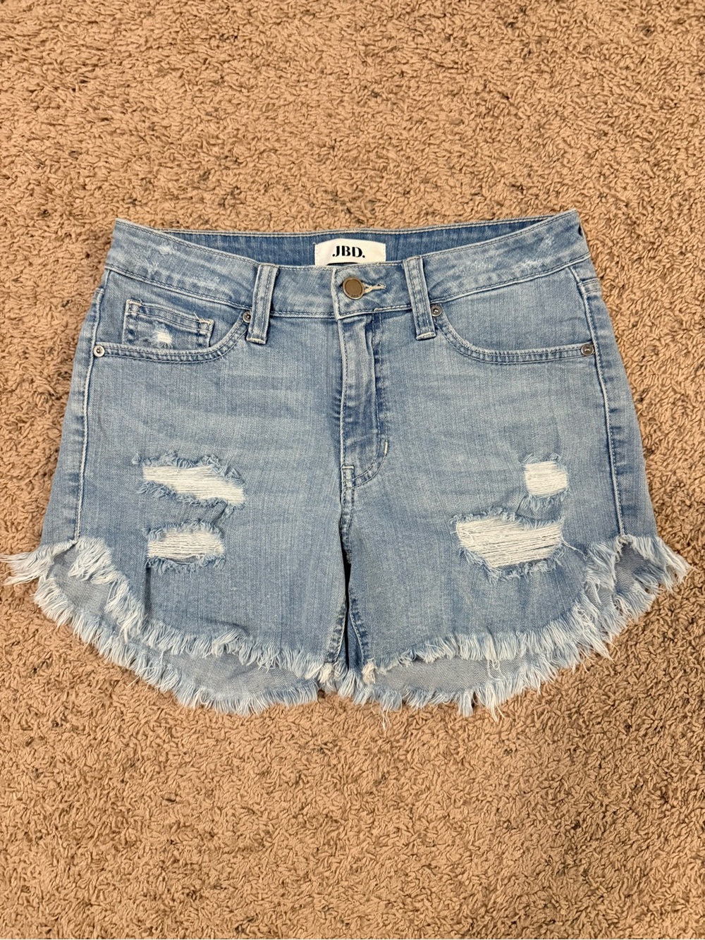 Just Black Light Wash Distressed Denim Jean Shorts